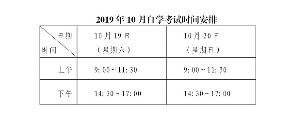 【深圳市】2019年10月自学考试将于本周末举行