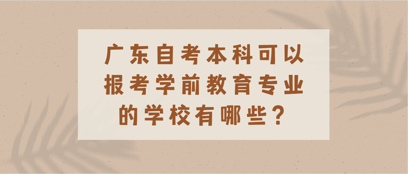 广东自考本科可以报考学前教育专业的学校有哪些？