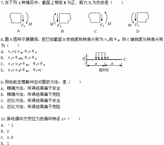 全国2009年1月高等教育自学考试工程力学(一)试题(图3) 全国2009年1月高等教育自学考试工程力学(一)试题(图3)