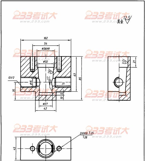 全国2011年4月高等教育自学考试工程制图试题(图11) 全国2011年4月高等教育自学考试工程制图试题(图11)